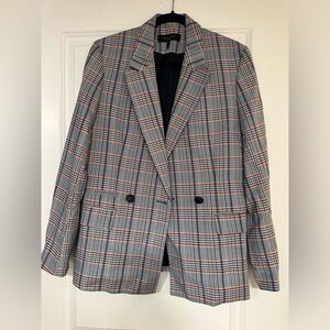 rag & bone Gray and Red Checkered Blazer